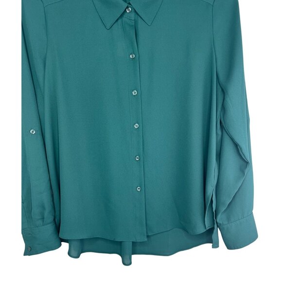 INC International Concepts Military Hunter Forest Button-Up Blouse Size Medium - Picture 10 of 16